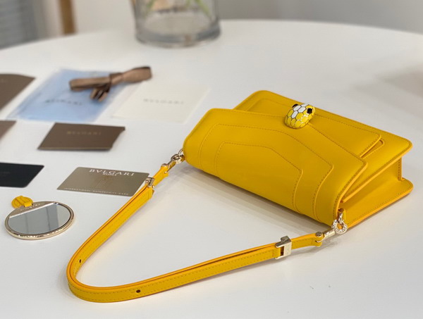 Bvlgari Serpenti Forever East West Shoulder Bag in Yellow Calf Leather Replica