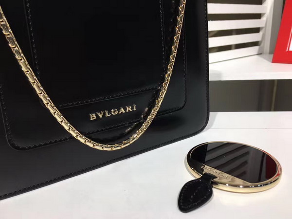 Bvlgari Serpenti Forever Flap Cover Bag in Black Shiny Calf Leather For Sale