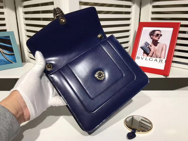 Bvlgari Serpenti Forever Flap Cover Bag in Dark Blue Shiny Calf Leather For Sale