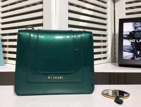 Bvlgari Serpenti Forever Flap Cover Bag in Emerald Green Metallic Calf Leather For Sale