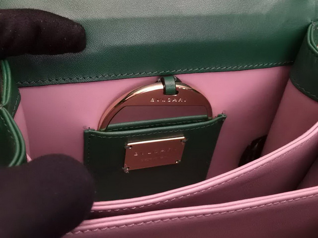 Bvlgari Serpenti Forever Flap Cover Bag in Green Galuchat Skin and Calf Leather for Sale