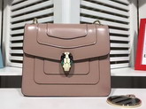 Bvlgari Serpenti Forever Flap Cover Bag in Nude Shiny Calf Leather For Sale