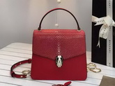 Bvlgari Serpenti Forever Flap Cover Bag in Red Galuchat Skin and Calf Leather for Sale