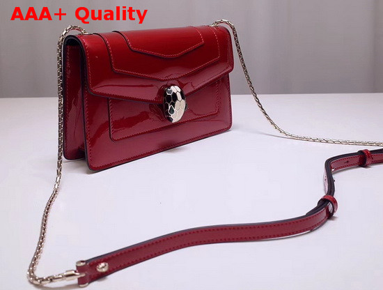 Bvlgari Serpenti Forever Flap Cover Bag in Red Metallic Calf Leather Replica