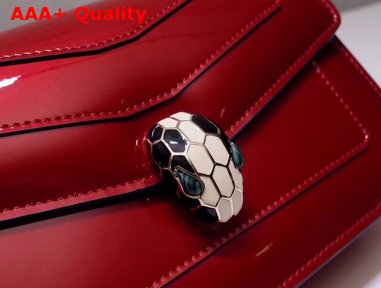 Bvlgari Serpenti Forever Flap Cover Bag in Red Metallic Calf Leather Replica