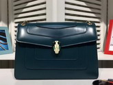 Bvlgari Serpenti Forever Flap Cover Bag in Sapphire Blue Smooth Calf Leather For Sale