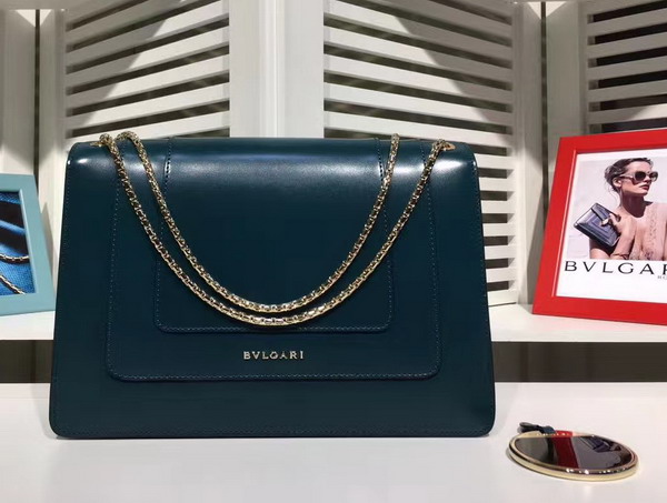 Bvlgari Serpenti Forever Flap Cover Bag in Sapphire Blue Smooth Calf Leather For Sale