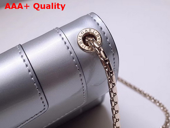 Bvlgari Serpenti Forever Flap Cover Bag in Shiny Silver Brushed Metallic Calf Leather Replica