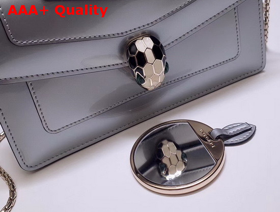Bvlgari Serpenti Forever Flap Cover Bag in Shiny Silver Brushed Metallic Calf Leather Replica
