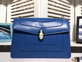Bvlgari Serpenti Forever Medium Flap Cover Bag in Blue Calf Leather For Sale
