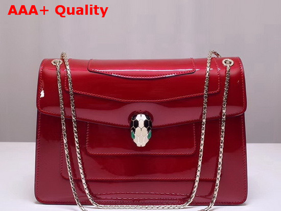 Bvlgari Serpenti Forever Medium Shoulder Bag in Red Metallic Calf Leather Replica