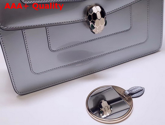 Bvlgari Serpenti Forever Medium Shoulder Bag in Shiny Silver Brushed Metallic Calf Leather Replica