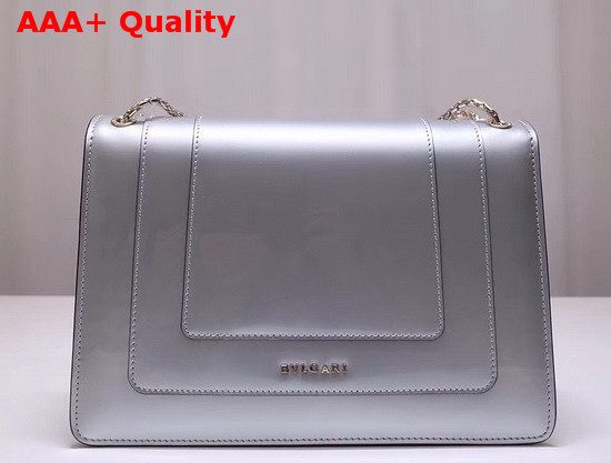 Bvlgari Serpenti Forever Medium Shoulder Bag in Shiny Silver Brushed Metallic Calf Leather Replica