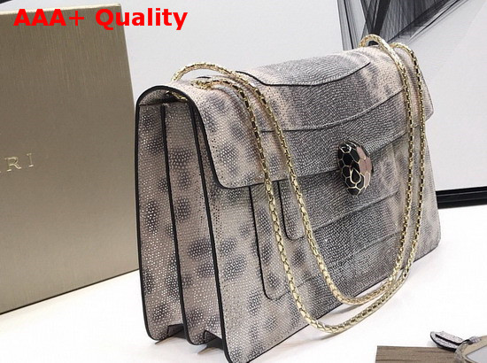 Bvlgari Serpenti Forever Shoulder Bag in Precious Crystal Rose Karung Skin with a Metallic Finishing Replica