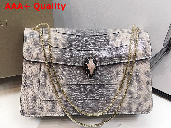 Bvlgari Serpenti Forever Shoulder Bag in Precious Crystal Rose Karung Skin with a Metallic Finishing Replica