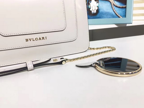 Bvlgari Serpenti Forever Small Flap Cover Bag in White Shiny Smooth Calfskin For Sale
