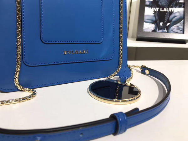 Bvlgari Serpenti Forever Small Top Handle Flap Cover Bag in Blue Calf Leather For Sale
