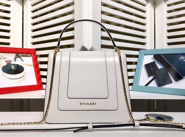 Bvlgari Serpenti Forever Small Top Handle Flap Cover Bag in White Shiny Smooth Calfskin Featuring The Scaglie Beads Motif in Emerald Green and Cloud Topaz Quartzes For Sale