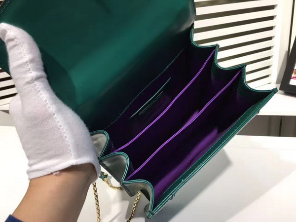 Bvlgari Serpenti Forever Top Handle Flap Cover Bag in Emerald Green Smooth Calf Leather Small Size For Sale