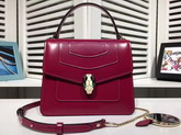 Bvlgari Serpenti Forever Top Handle Flap Cover Bag in Oxblood Smooth Calf Leather Small Size For Sale