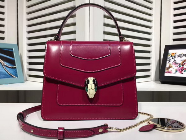 Bvlgari Serpenti Forever Top Handle Flap Cover Bag in Oxblood Smooth Calf Leather Small Size For Sale