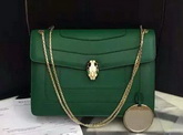 Bvlgari Serpenti Head Flap Cover Bag Green Calf Leather for Sale