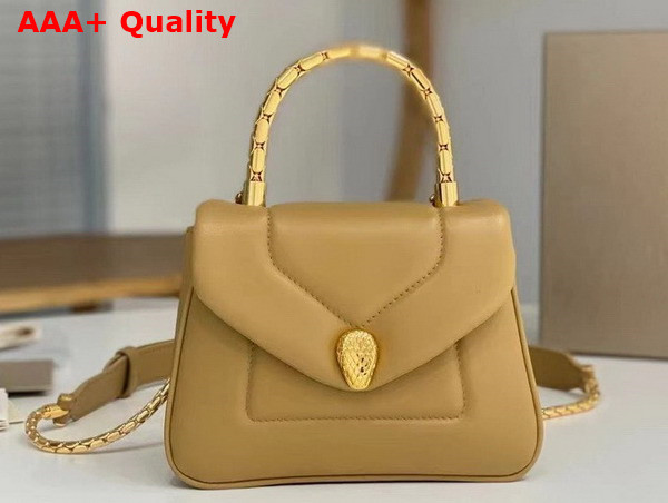 Bvlgari Serpenti Reverse Top Handle Bag in Beige Calf Leather Replica