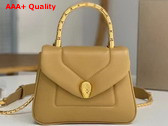 Bvlgari Serpenti Reverse Top Handle Bag in Beige Calf Leather Replica
