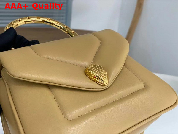 Bvlgari Serpenti Reverse Top Handle Bag in Beige Calf Leather Replica