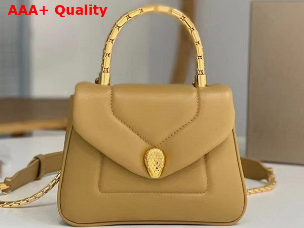 Bvlgari Serpenti Reverse Top Handle Bag in Beige Calf Leather Replica
