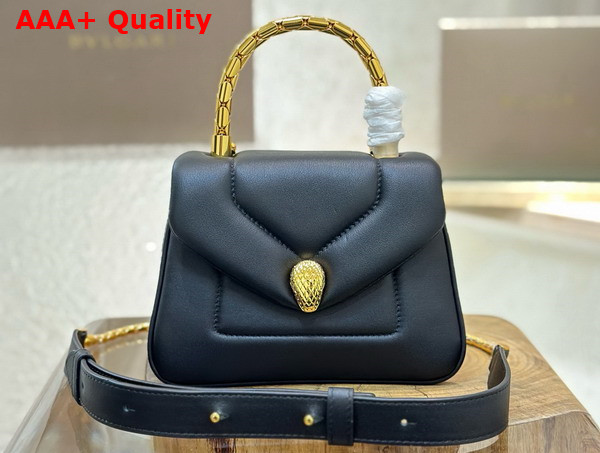 Bvlgari Serpenti Reverse Top Handle Bag in Black Calf Leather Replica