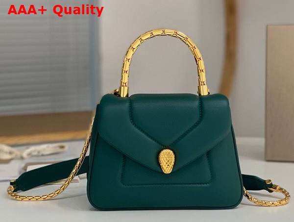 Bvlgari Serpenti Reverse Top Handle Bag in Green Calf Leather Replica