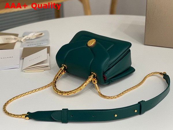 Bvlgari Serpenti Reverse Top Handle Bag in Green Calf Leather Replica
