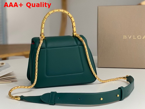 Bvlgari Serpenti Reverse Top Handle Bag in Green Calf Leather Replica