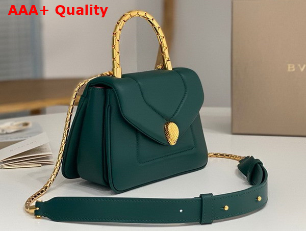 Bvlgari Serpenti Reverse Top Handle Bag in Green Calf Leather Replica