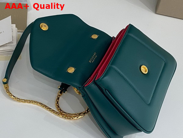 Bvlgari Serpenti Reverse Top Handle Bag in Green Calf Leather Replica