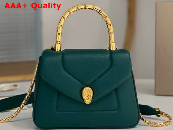 Bvlgari Serpenti Reverse Top Handle Bag in Green Calf Leather Replica