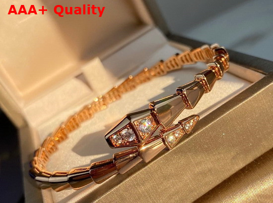 Bvlgari Serpenti Viper 18 kt Rose Gold Bracelet set with Demi Pave Diamonds Replica
