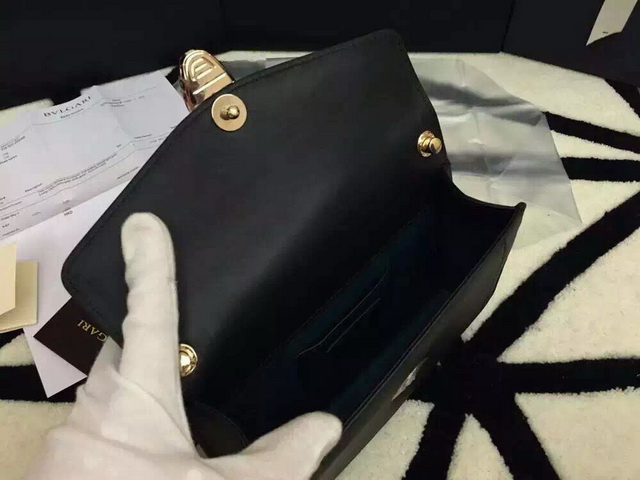 Bvlgari Small Flap Cover Bag Black Calf Leather for Sale