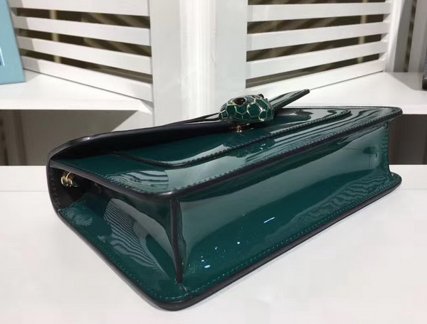 Bvlgari Small Flap Cover Bag Emerald Green Metallic Calf Leather For Sale
