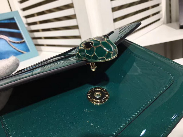 Bvlgari Small Flap Cover Bag Emerald Green Metallic Calf Leather For Sale