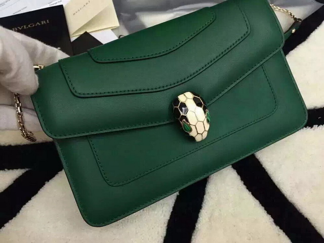 Bvlgari Small Flap Cover Bag Green Calf Leather for Sale