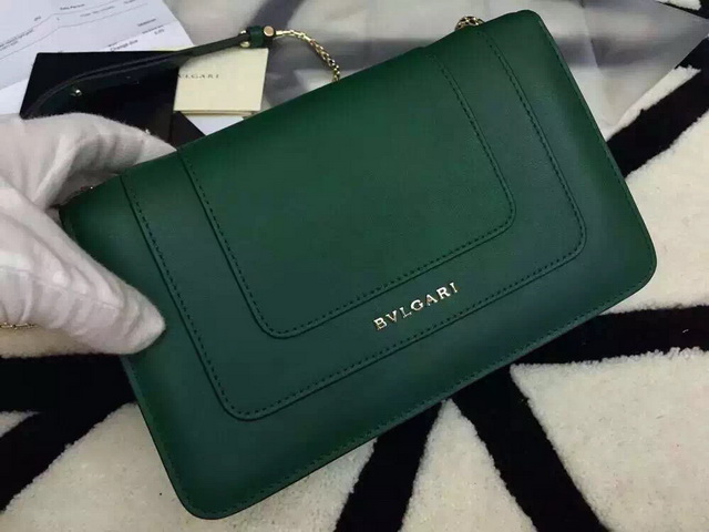 Bvlgari Small Flap Cover Bag Green Calf Leather for Sale