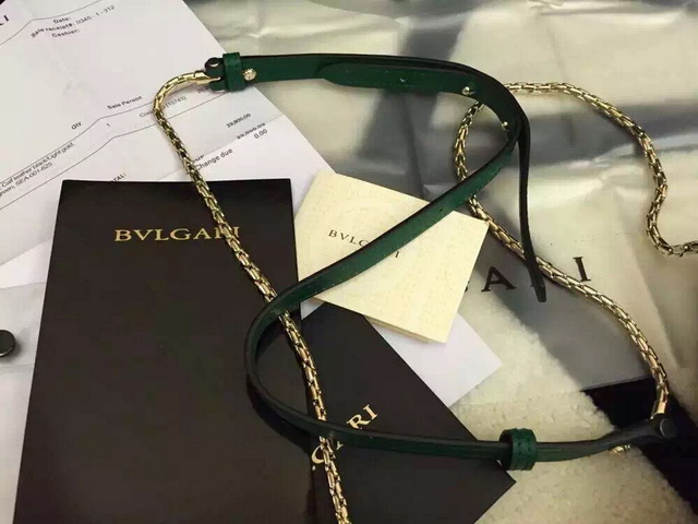 Bvlgari Small Flap Cover Bag Green Calf Leather for Sale