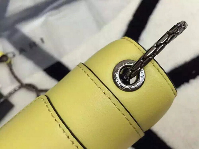 Bvlgari Small Flap Cover Bag Serpenti Head Closure Yellow Calf Leather for Sale