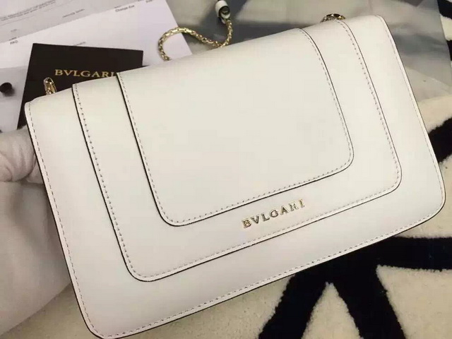 Bvlgari Small Flap Cover Bag White Calf Leather for Sale