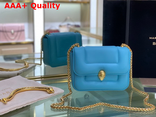 Mary Katrantzou x Bvlgari Top Handle Bag in Soft Matelasse Aegean Tapaz Blue Nappa Leather Replica