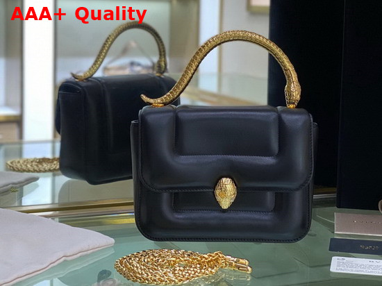 Mary Katrantzou x Bvlgari Top Handle Bag in Soft Matelasse Black Nappa Leather Replica
