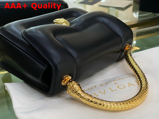 Mary Katrantzou x Bvlgari Top Handle Bag in Soft Matelasse Black Nappa Leather Replica