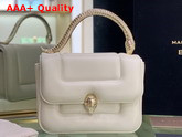Mary Katrantzou x Bvlgari Top Handle Bag in Soft Matelasse Ivory Opal White Nappa Leather Replica